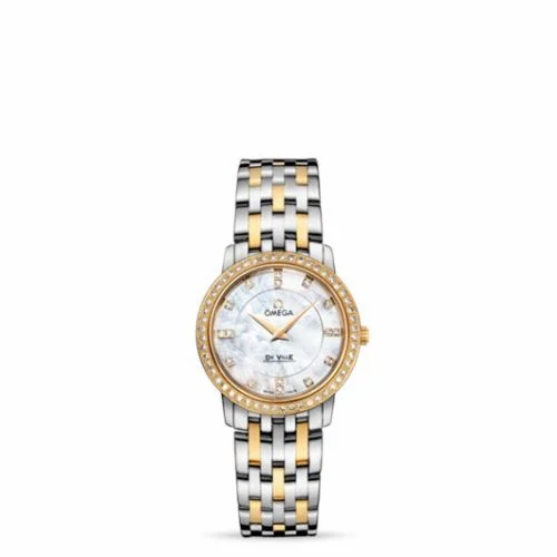 Omega De Ville Prestige Quartz 27 Stainless Steel / Yellow Gold / Diamond / MOP / Bracelet 413.25.27.60.55.001 (41325276055001)